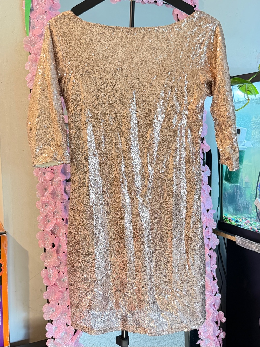 Sequin Mini Dress in Rose Gold